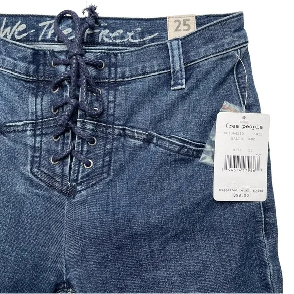 We The Free Eva Denim High Rise Lace Up Bootcut Womens Jeans Size 25 - Picture 6 of 10